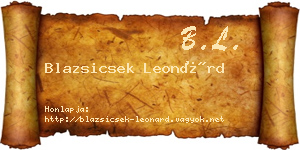 Blazsicsek Leonárd névjegykártya